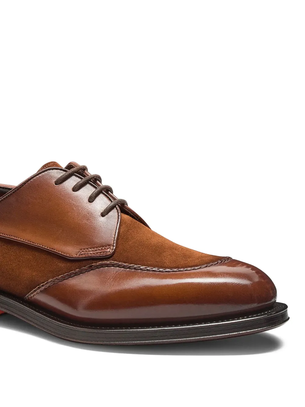 Santoni Derby schoenen met suède vlakken Bruin