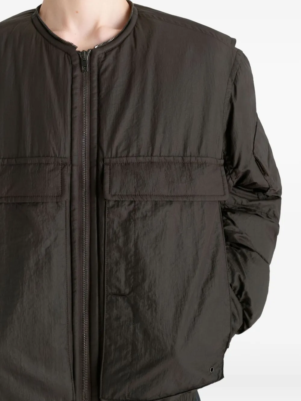Lemaire Flap-pocket Zip-fastening Jacket In Brown
