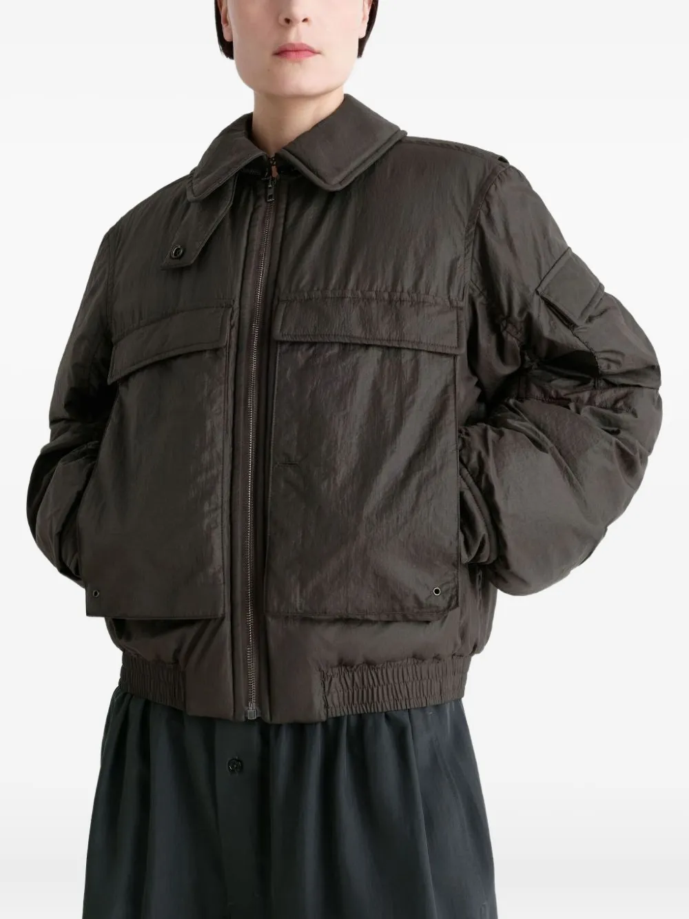 Lemaire Flap-pocket Zip-fastening Jacket In Brown