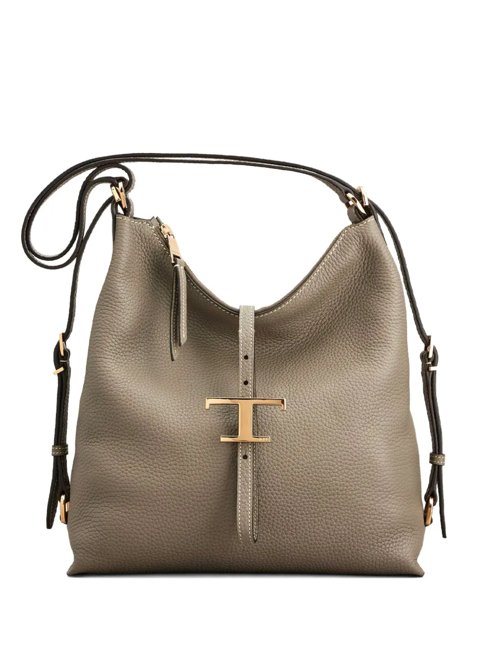Tod's T Buckle Leather Shoulder Bag In Neutral