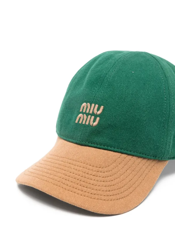 Miu Miu Logo two-tone Baseball Cap | Green | FARFETCH