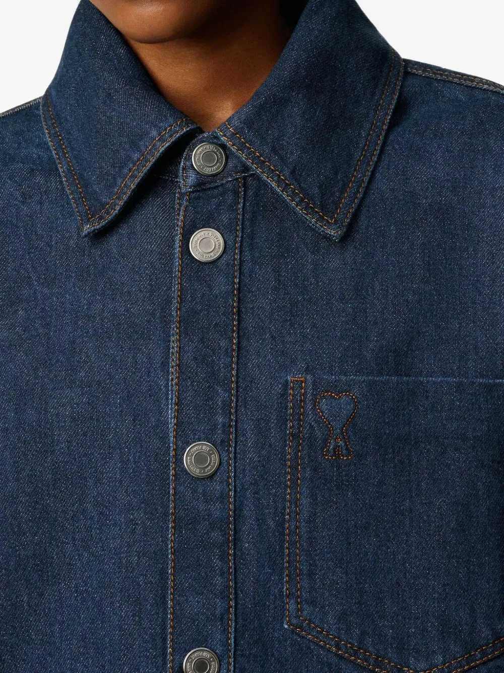 Ami Alexandre Mattiussi Chest-pocket Denim Shirt In Blue