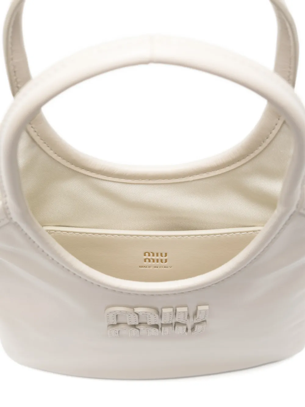 Miu Ivy leren shopper Wit