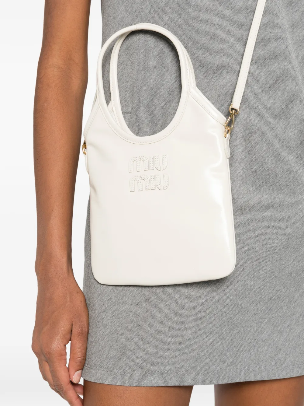 Miu Miu IVY Logo Appliqué tote bag - Wit
