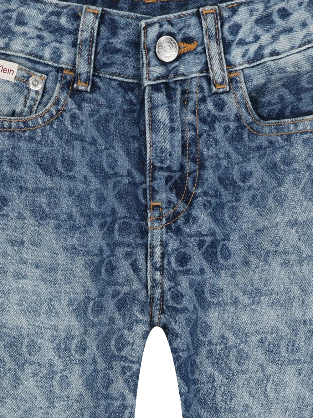 Calvin Klein Logo-pattern Jeans In Blue