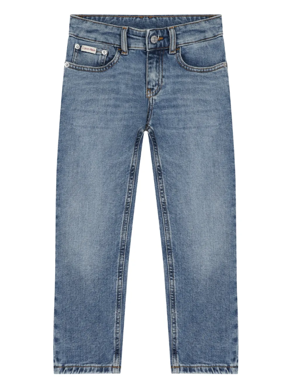 Calvin Klein Kids logo-patch jeans - Blu