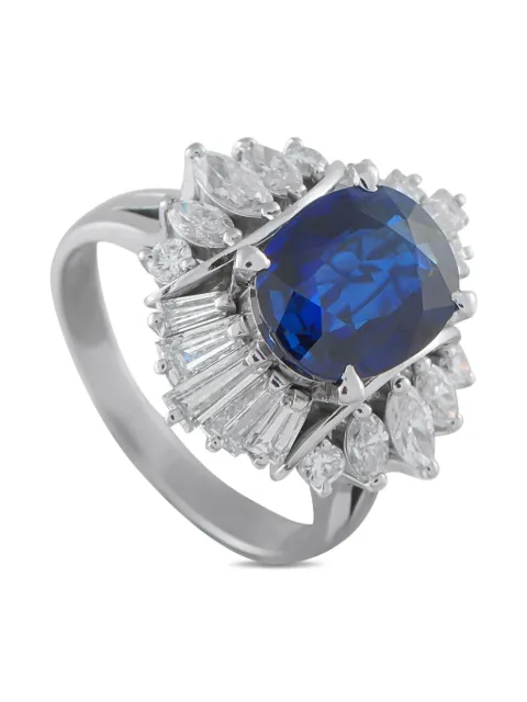 LB Exclusive platinum diamond sapphire ring