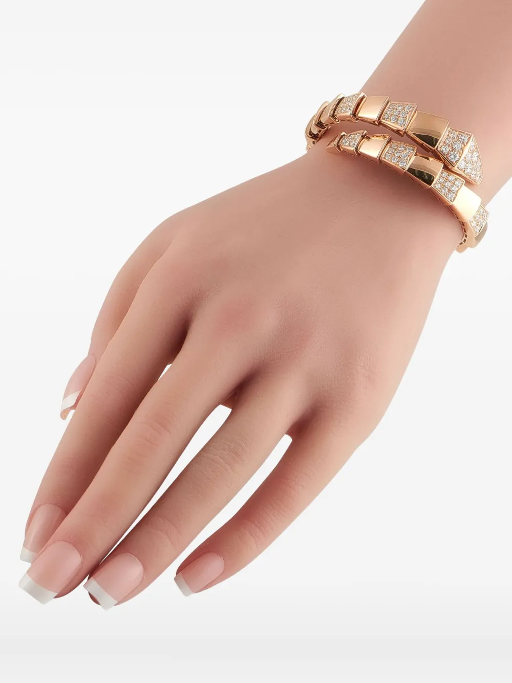 BVLGARI Pre-owned 18k Rose Gold Serpenti Scaglie Diamond Bracelet In Pink