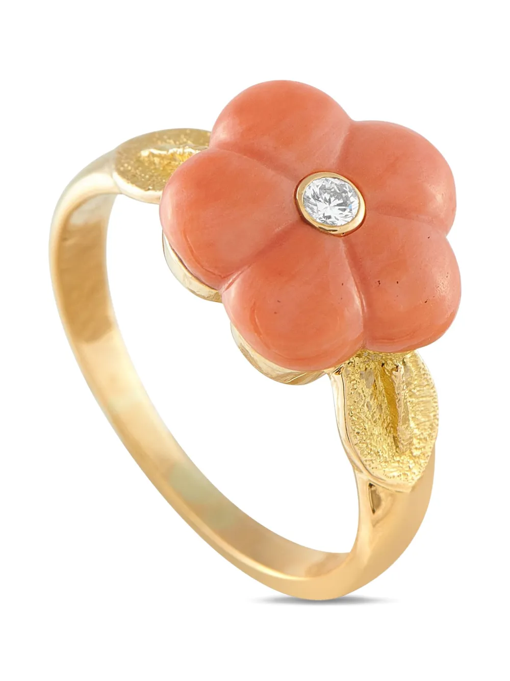 Pre-owned Van Cleef & Arpels 18k Yellow Gold Coral Flower Ring