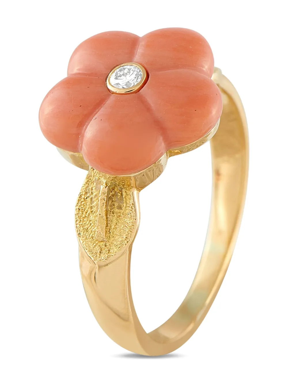 Pre-owned Van Cleef & Arpels 18k Yellow Gold Coral Flower Ring