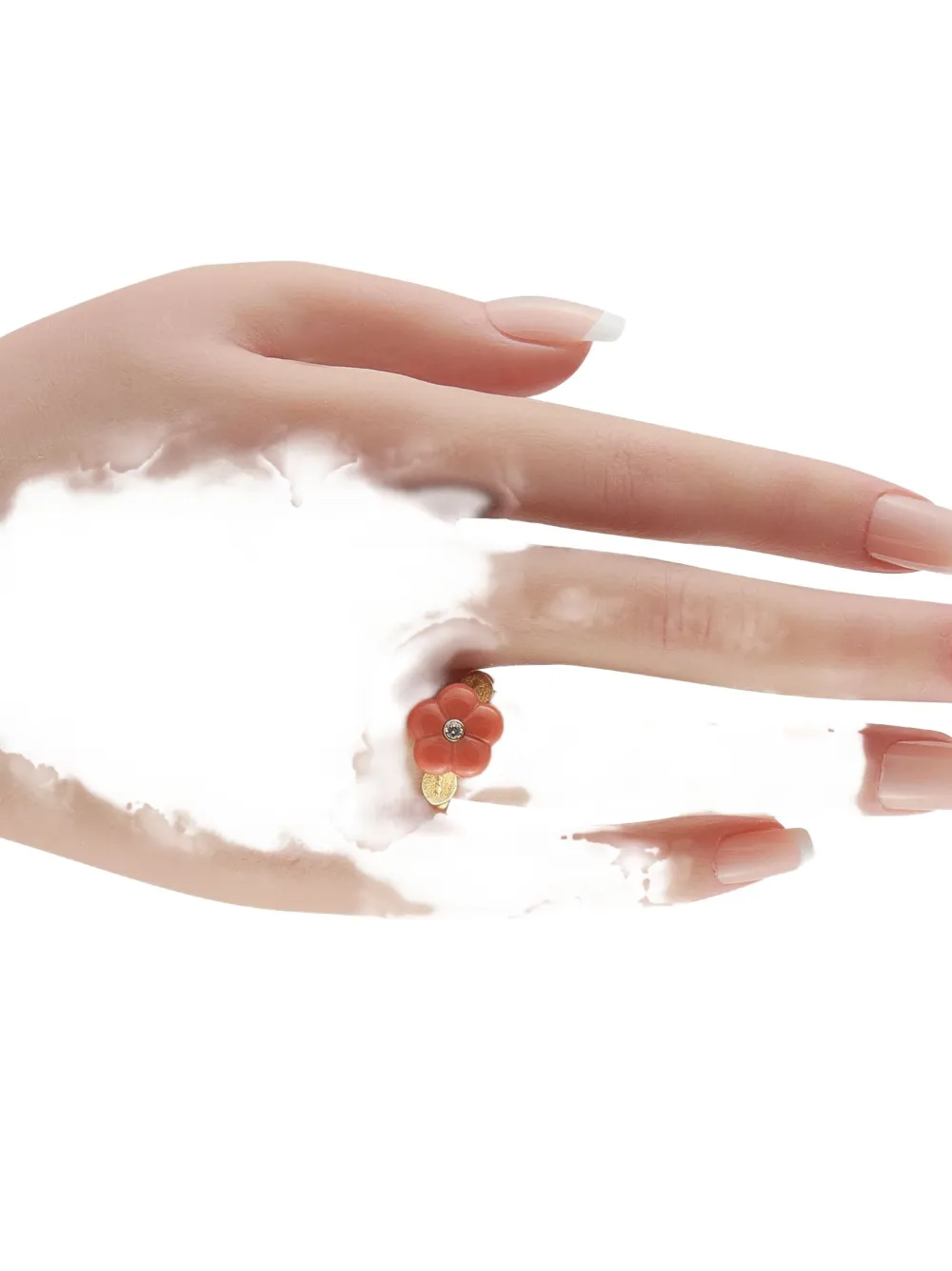 Pre-owned Van Cleef & Arpels 18k Yellow Gold Coral Flower Ring