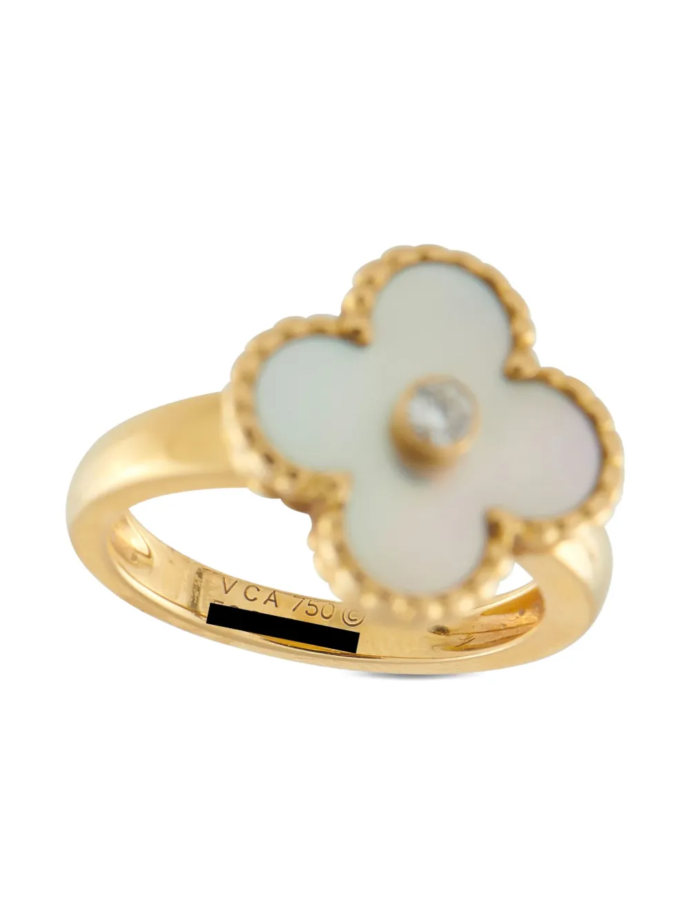 Pre-owned Van Cleef & Arpels 18k Yellow Gold Alhambra Diamond Ring