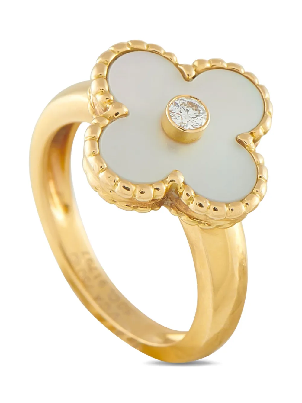 Pre-owned Van Cleef & Arpels 18k Yellow Gold Alhambra Diamond Ring