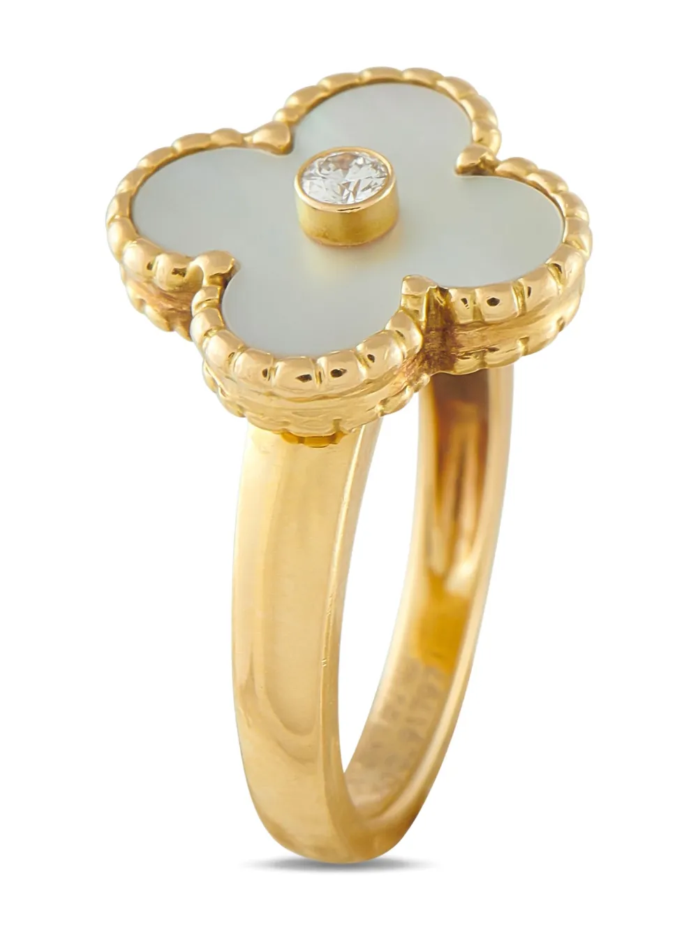 Pre-owned Van Cleef & Arpels 18k Yellow Gold Alhambra Diamond Ring