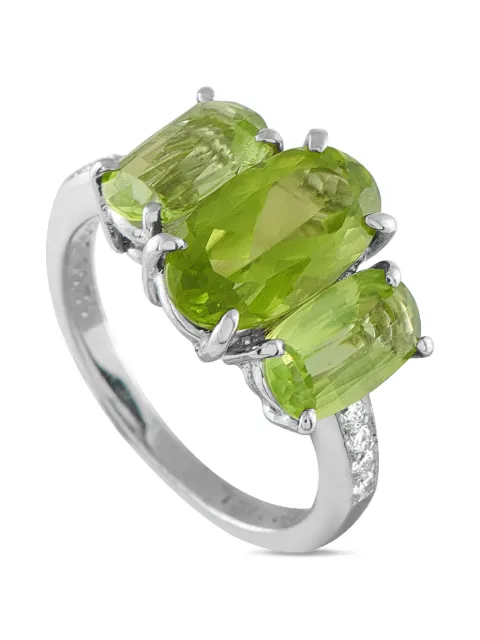 LB Exclusive 18K white gold diamond peridot ring