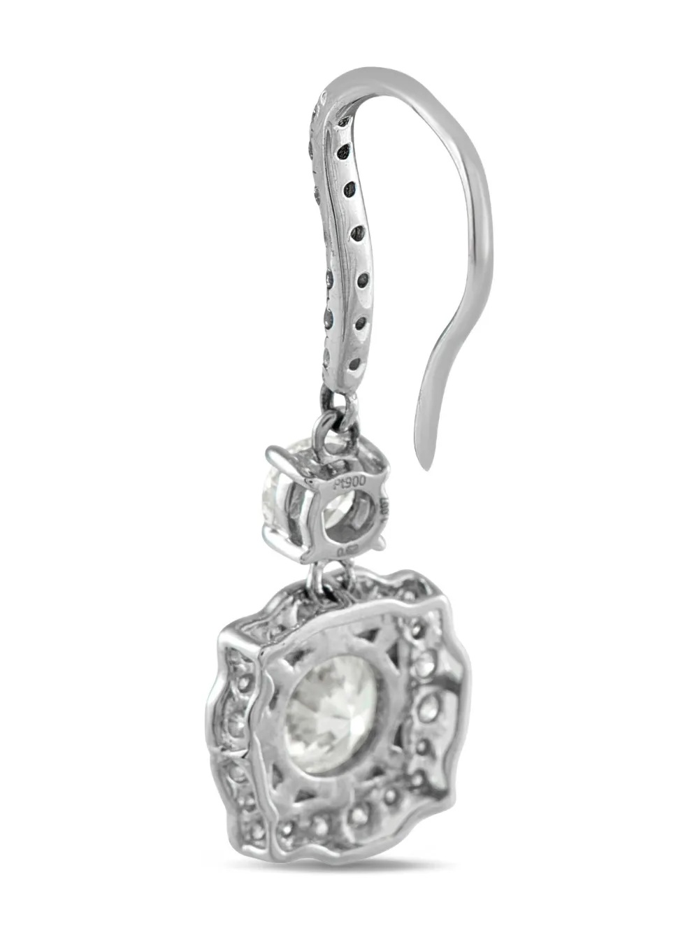 Pre-owned Lb Exclusive Platinum Diamond Drop Earrings In Silver