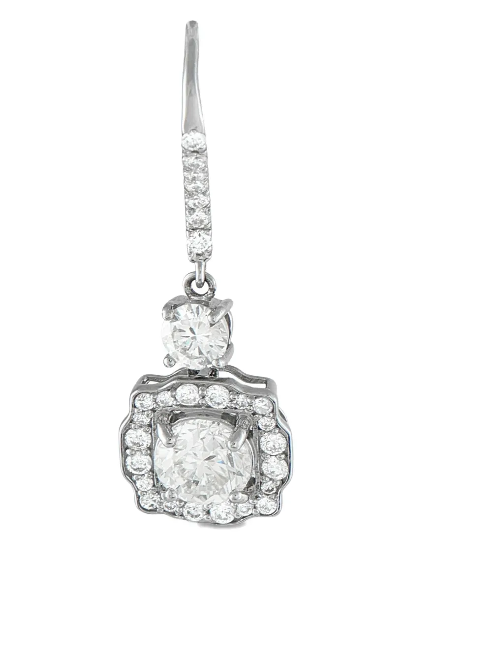 Pre-owned Lb Exclusive Platinum Diamond Drop Earrings In Silver
