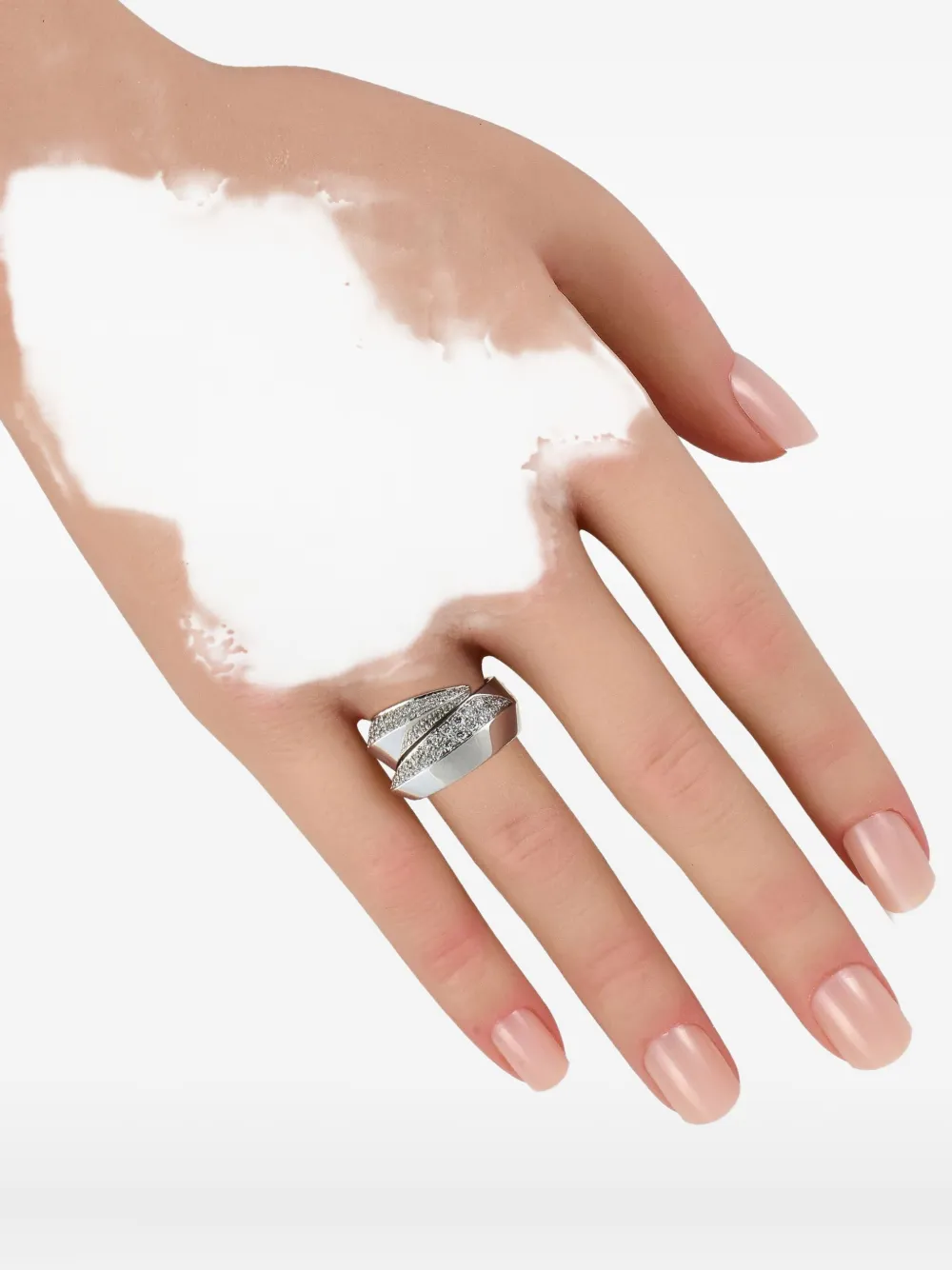 Pre-owned Cartier 18k White Gold Panthère Griffe Diamond Ring In Silver