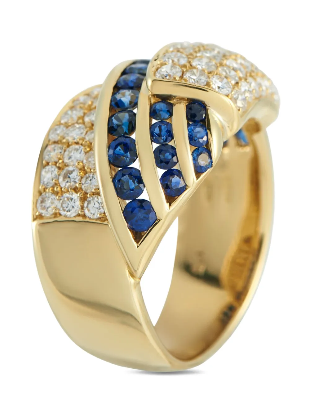 18k Yellow Gold Diamond Sapphire Ring