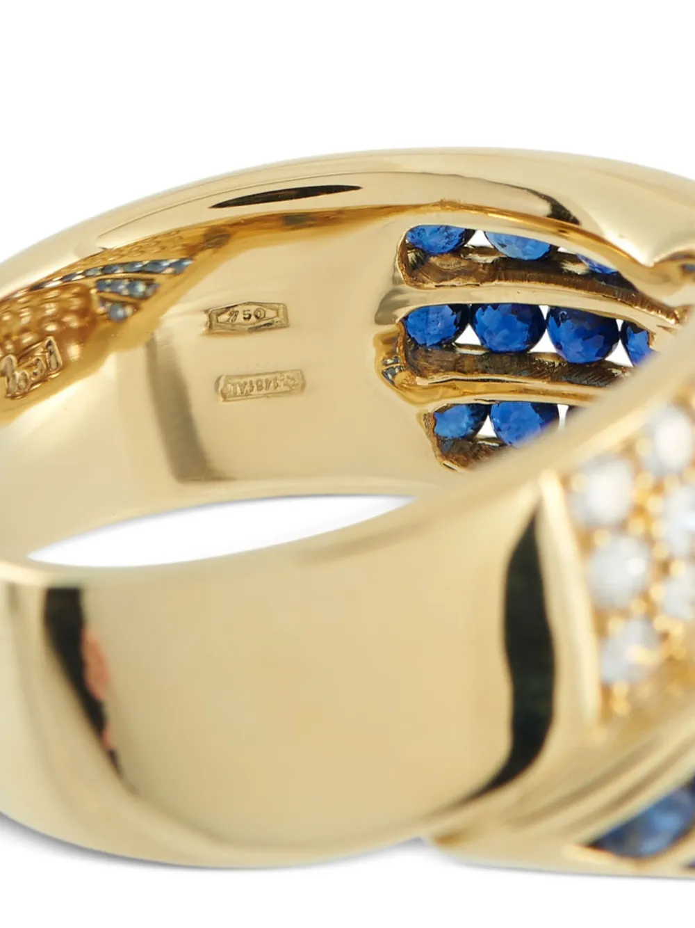 18k Yellow Gold Diamond Sapphire Ring