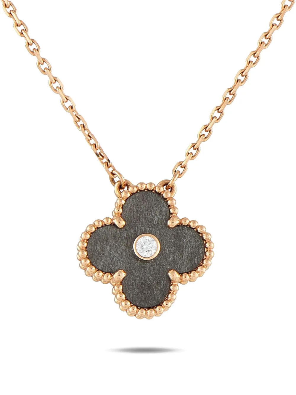 Pre-owned Van Cleef & Arpels 18k Rose Gold Diamond Necklace In Pink