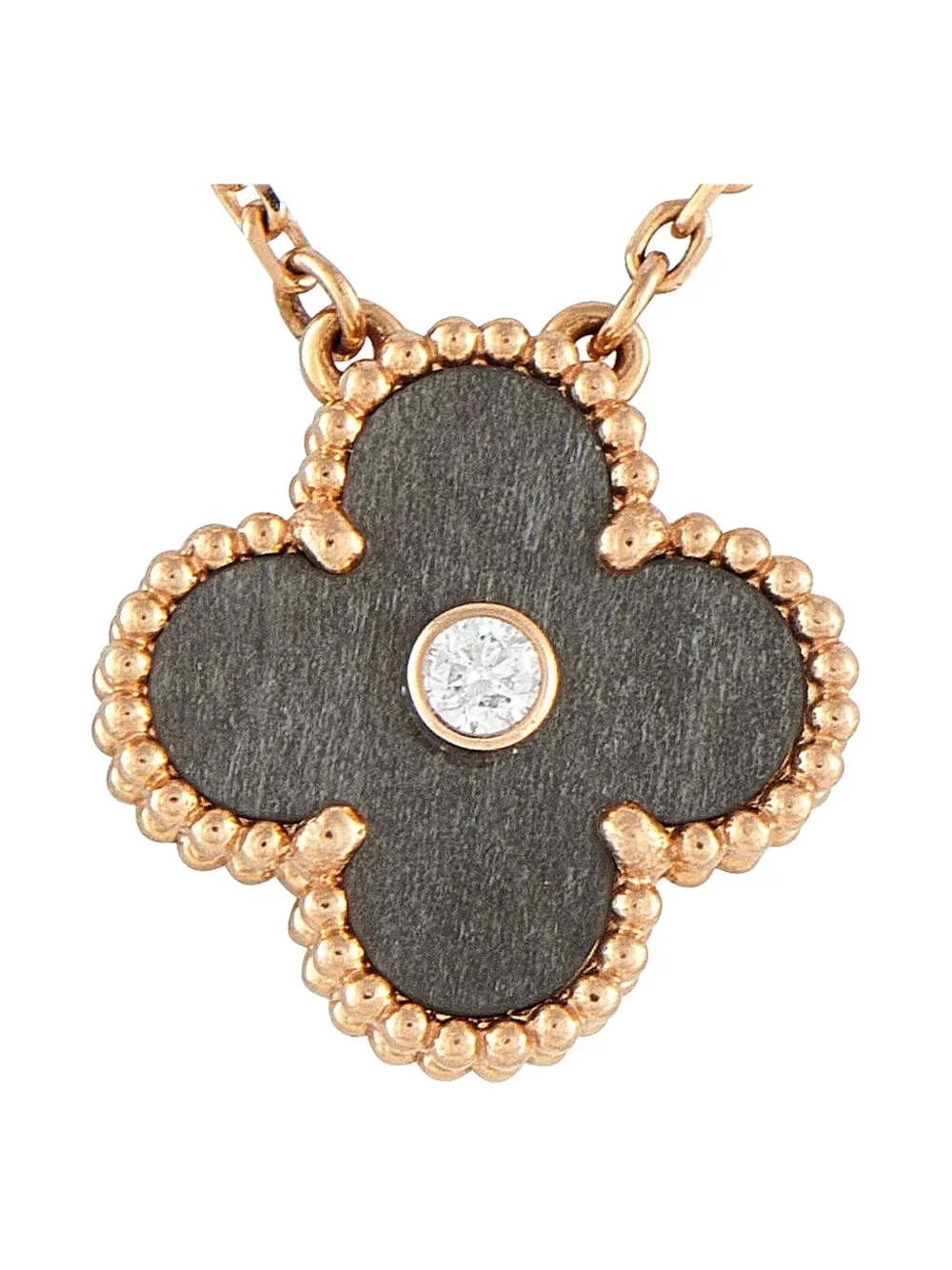 Pre-owned Van Cleef & Arpels 18k Rose Gold Diamond Necklace In Pink