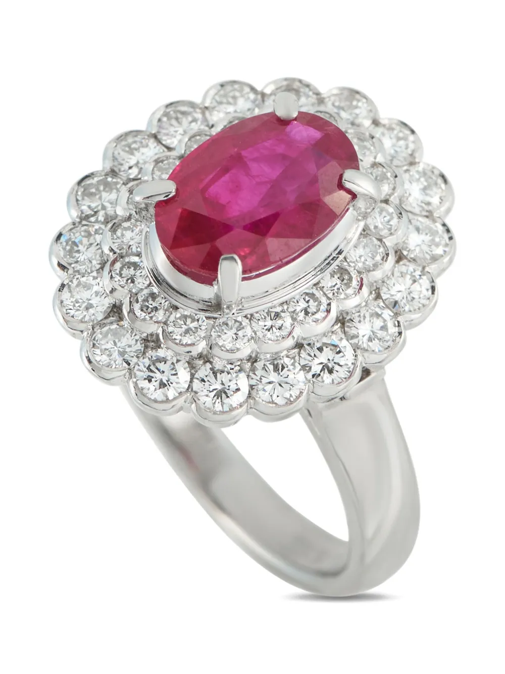 LB Exclusive platinum diamond ruby ring - シルバートーン