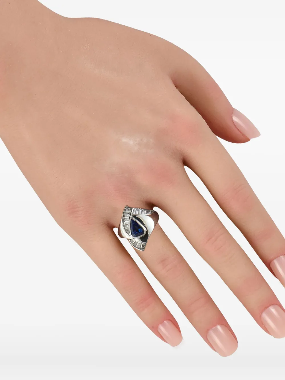 LB Exclusive platinum diamond sapphire ring - シルバートーン