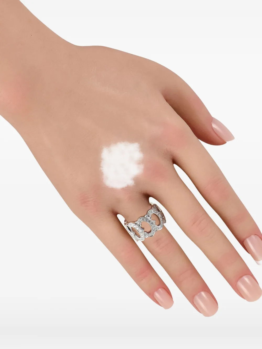 Pre-owned Cartier 18k White Gold C De  Diamond Ring In Silver