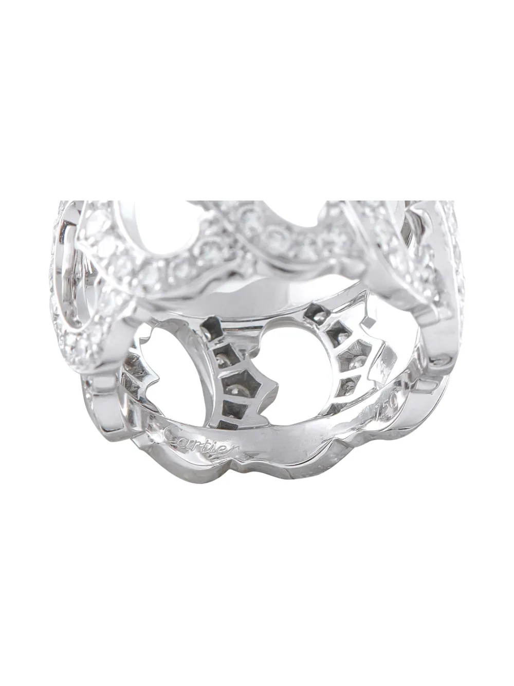 Pre-owned Cartier 18k White Gold C De  Diamond Ring In Silver