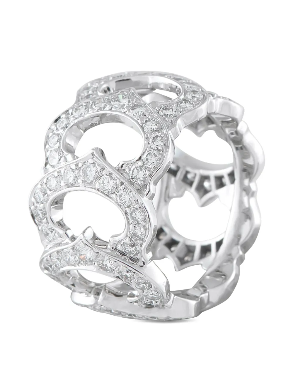 Pre-owned Cartier 18k White Gold C De  Diamond Ring In Silver