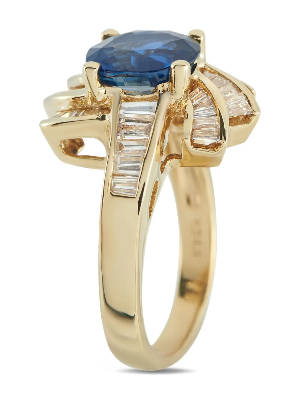LB Exclusive 18K yellow gold diamond sapphire ring - ゴールドトーン