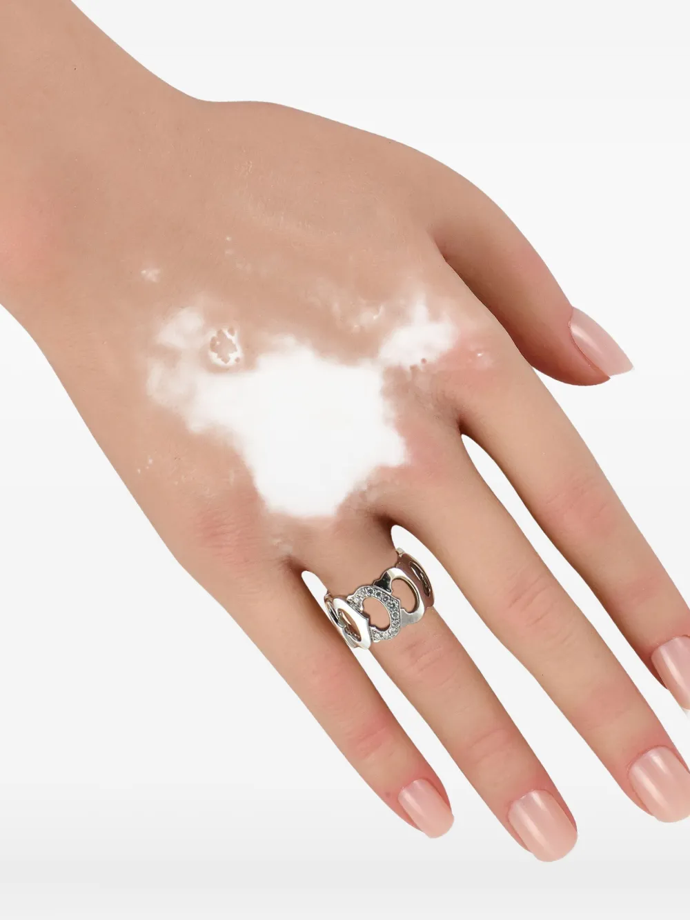 Pre-owned Cartier 18k White Gold C De  Diamond Ring In Silver