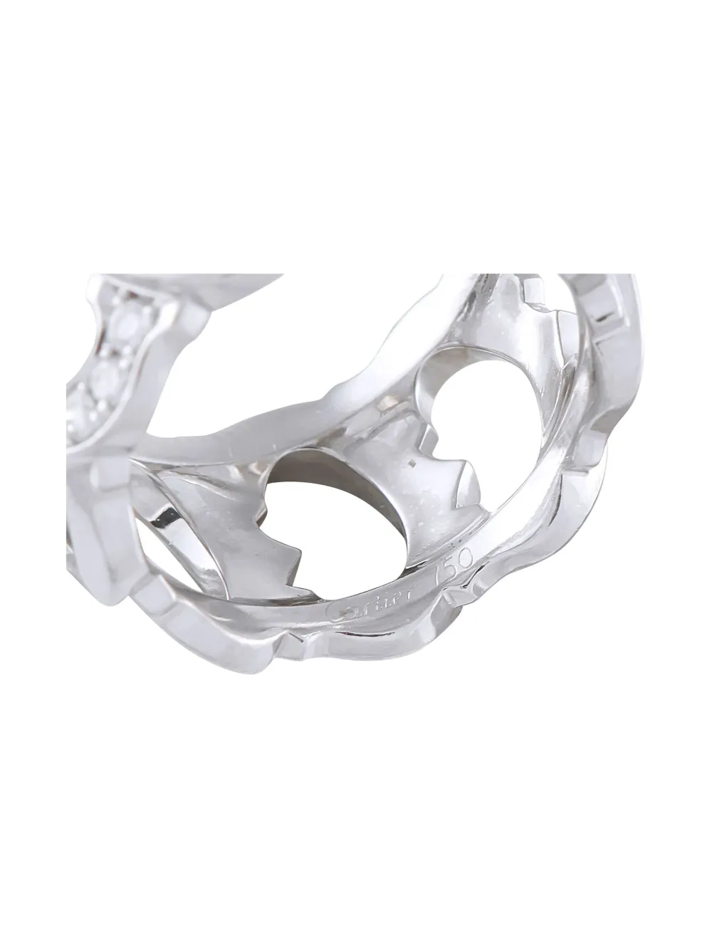 Pre-owned Cartier 18k White Gold C De  Diamond Ring In Silver