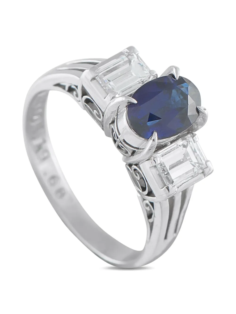 LB Exclusive platinum diamond sapphire ring - シルバートーン