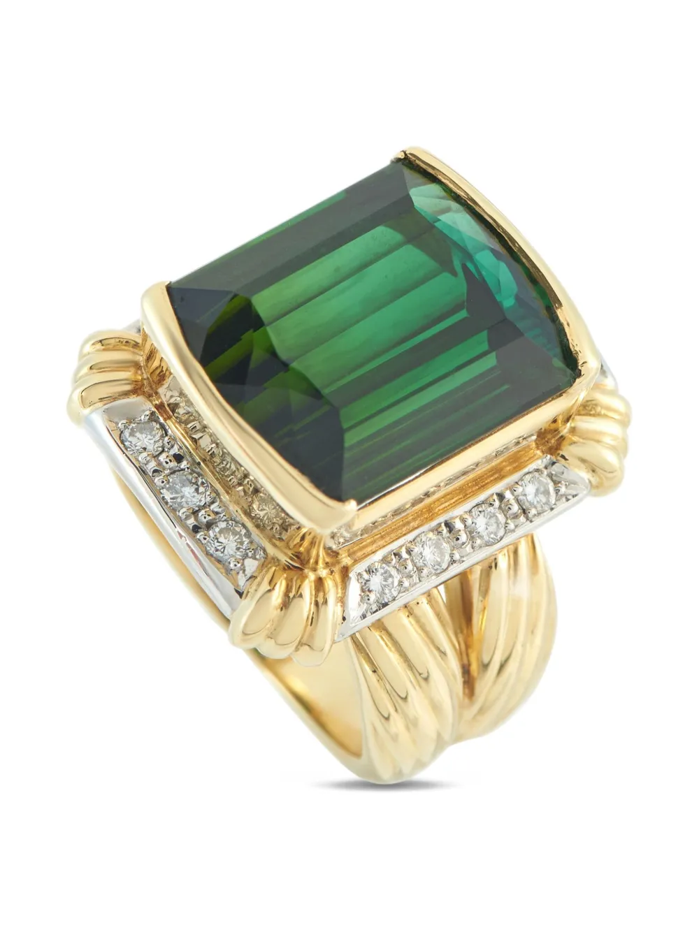 LB Exclusive 18K gold diamond tourmaline ring - ゴールドトーン LB Exclusive 18K gold diamond tourmaline ring - ゴールドトーン