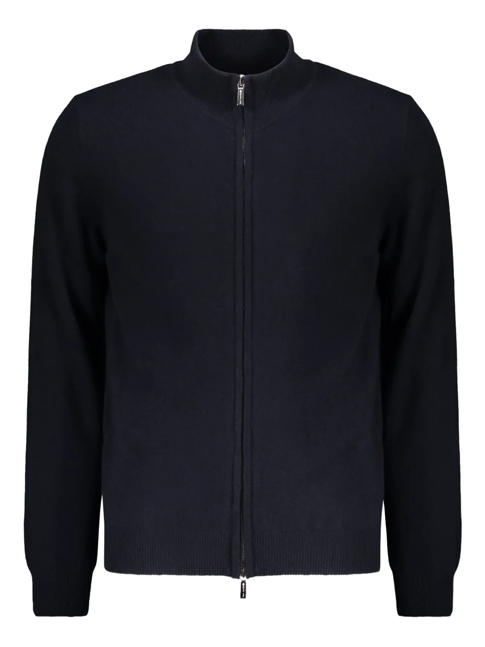 Moorer Elegant Black Knit Cardigan With Zip In Blue