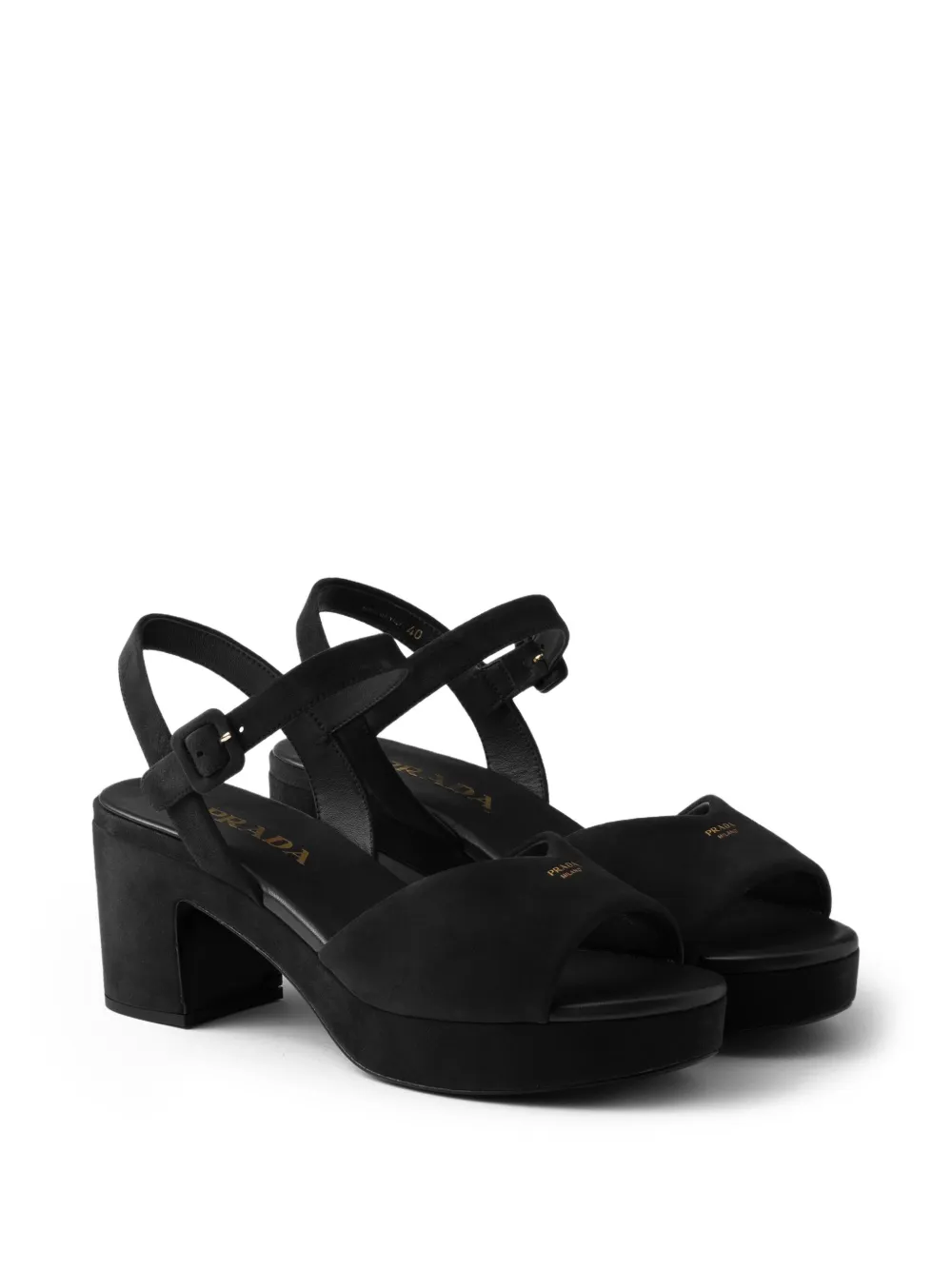 Prada 65 mm gewatteerde sandalen Zwart