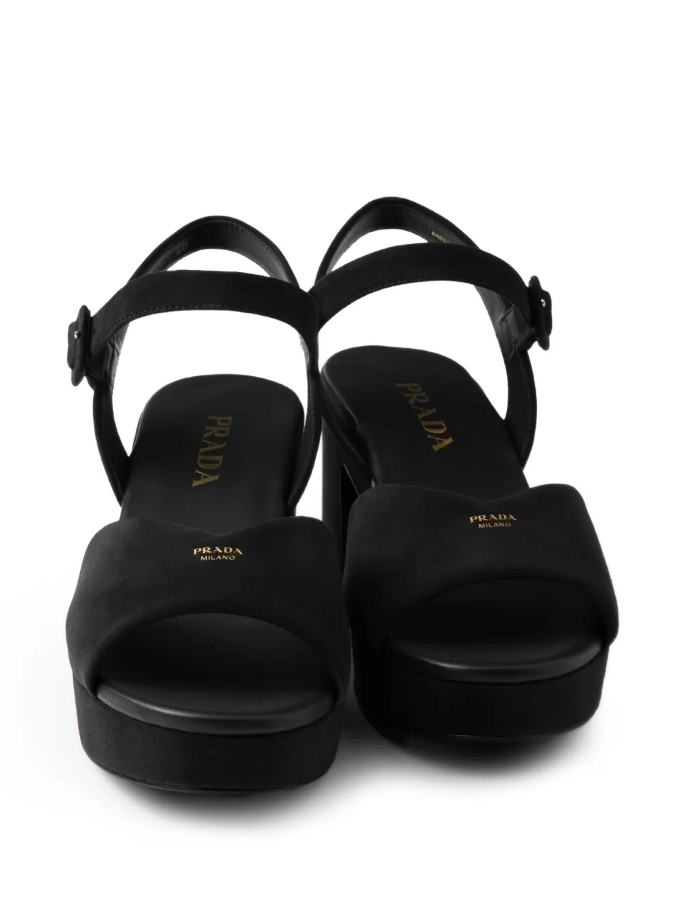 Prada 65 mm gewatteerde sandalen Zwart