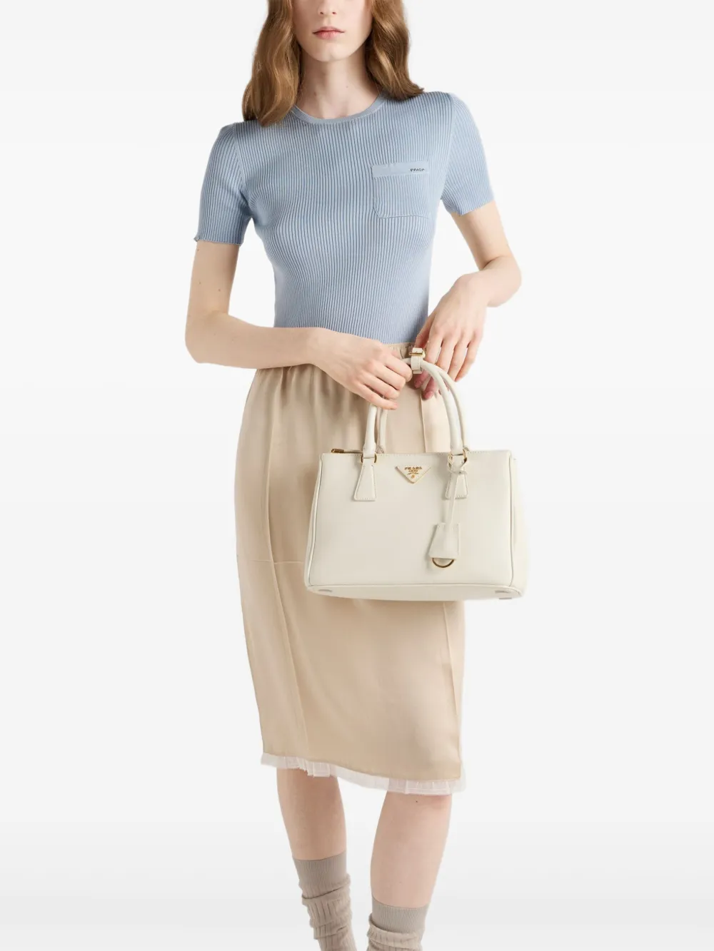 Prada Zijden top met ronde hals Blauw