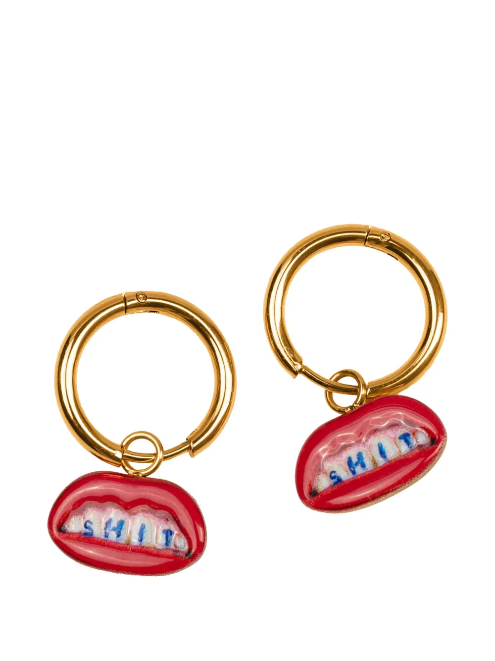 Seletti X Toiletpaper Dangling Charm Earrings In Gold