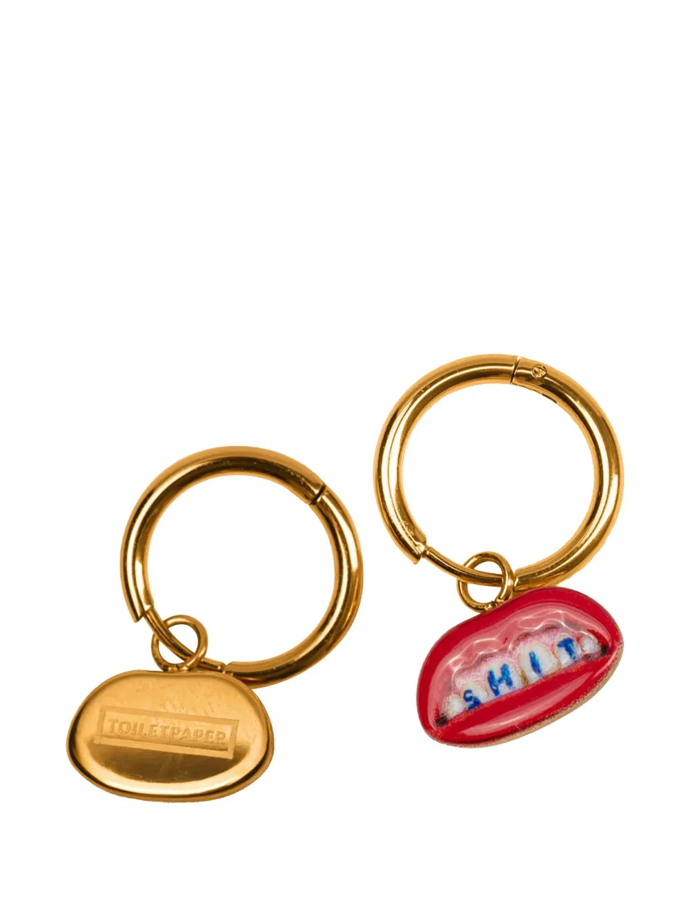 Seletti X Toiletpaper Dangling Charm Earrings In Gold