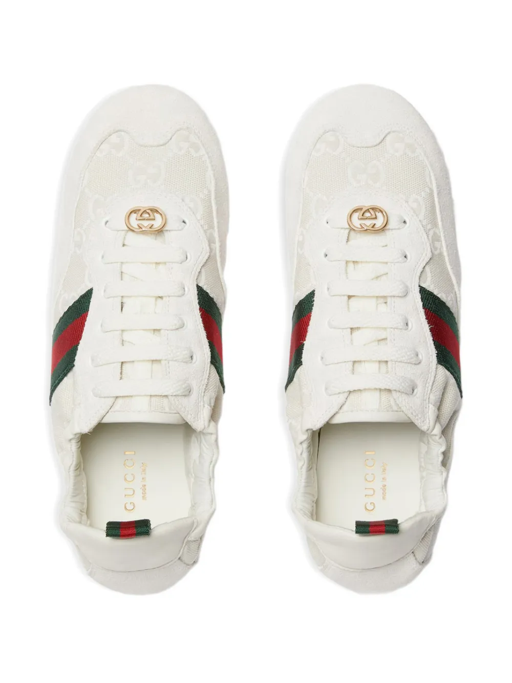 Gucci Gestreepte suède sneakers Beige