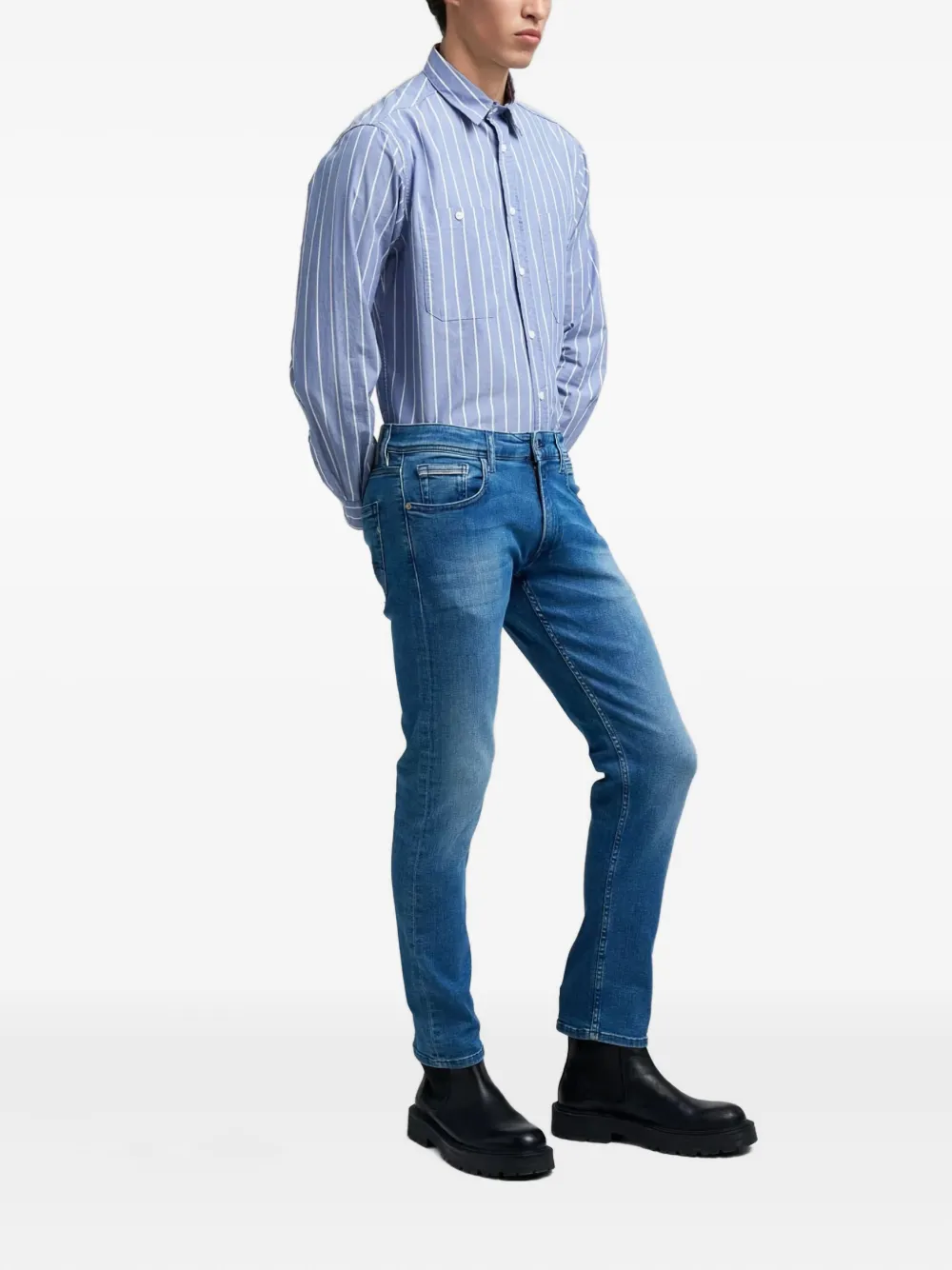 Replay Grover five-pocket jeans - Blauw