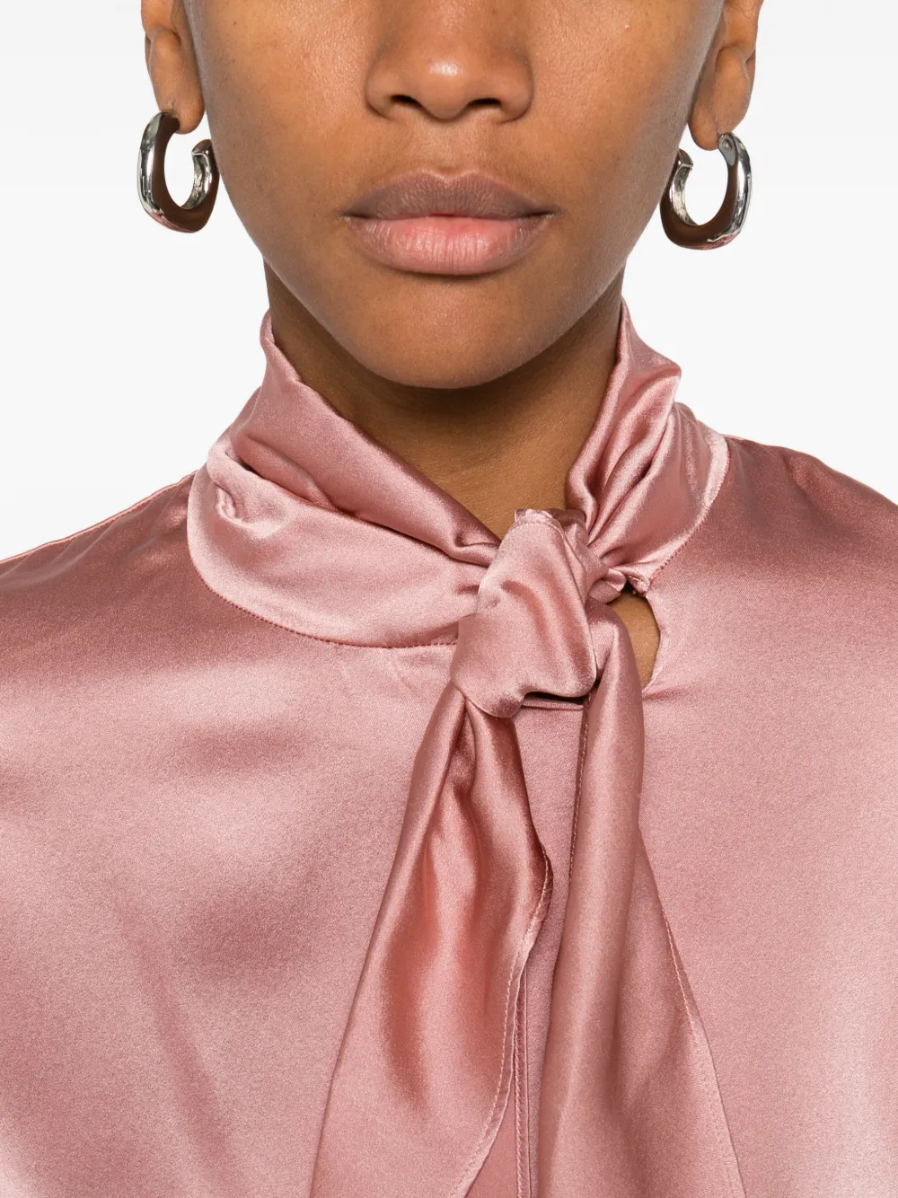 Jucca Bow Silk Blouse In Pink
