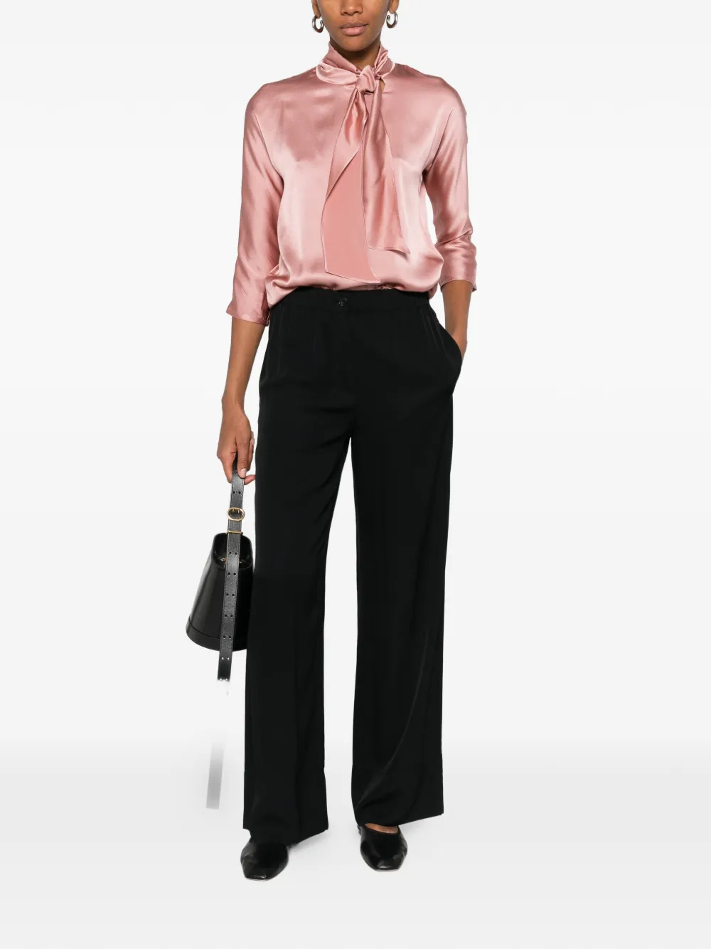 Jucca Bow Silk Blouse In Pink