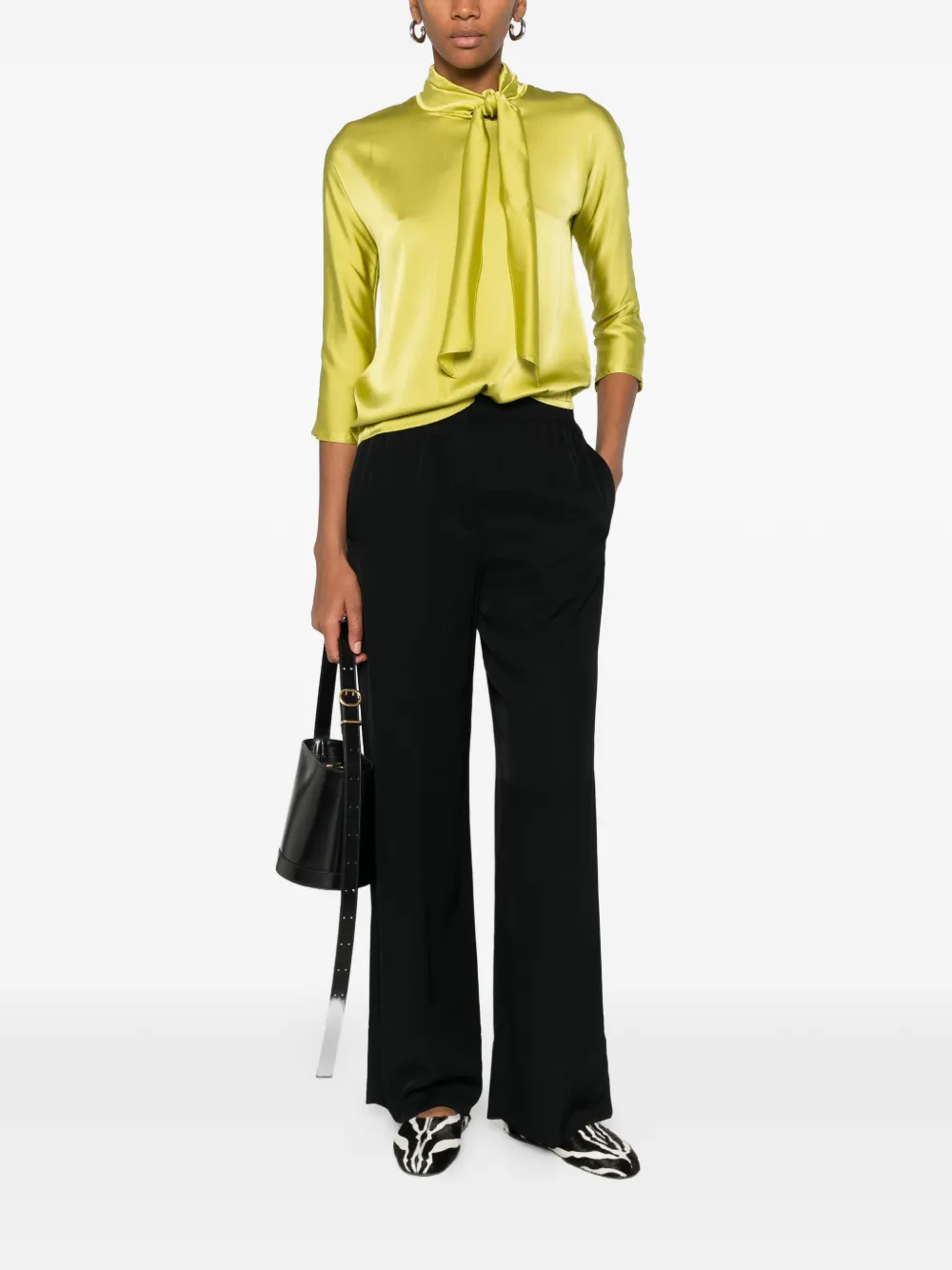 Jucca approved bow silk blouse - Groen