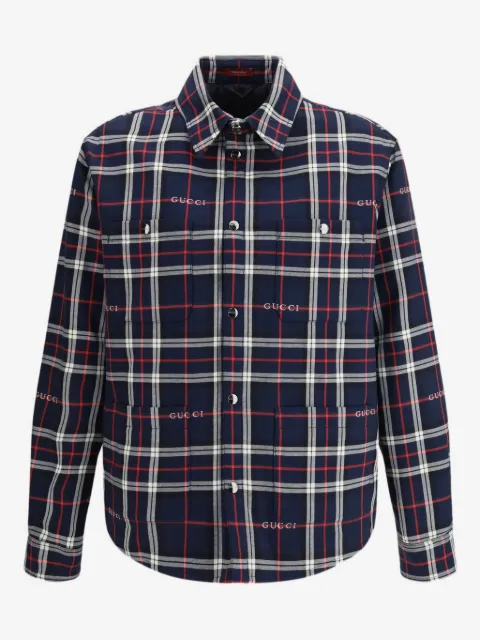 Gucci skotskrutig överskjorta med logotyp