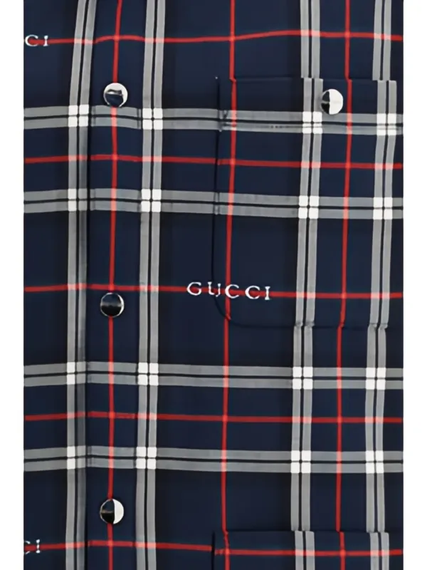 Gucci Camisa Xadrez Tartan Com Logo | Azul | FARFETCH BR