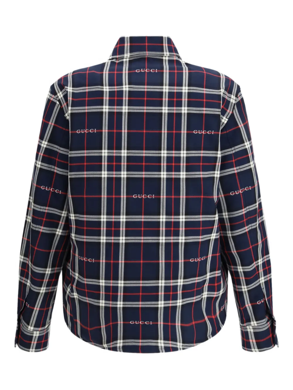 Gucci Camisa Xadrez Tartan Com Logo | Azul | FARFETCH BR